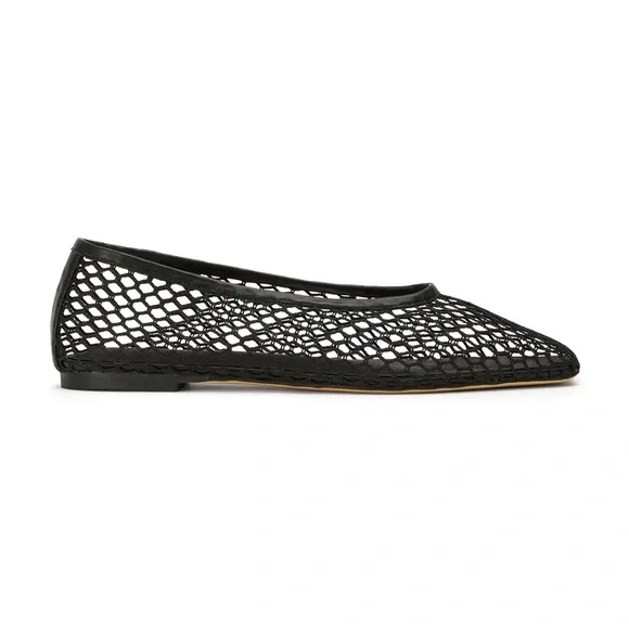 Tony Bianca Black Mesh Ballet flats NIB - Picture 2 of 7